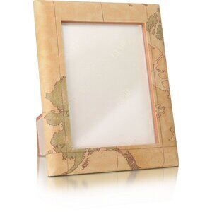 Alviero Martini World Map Picture Frame in Tan and Green